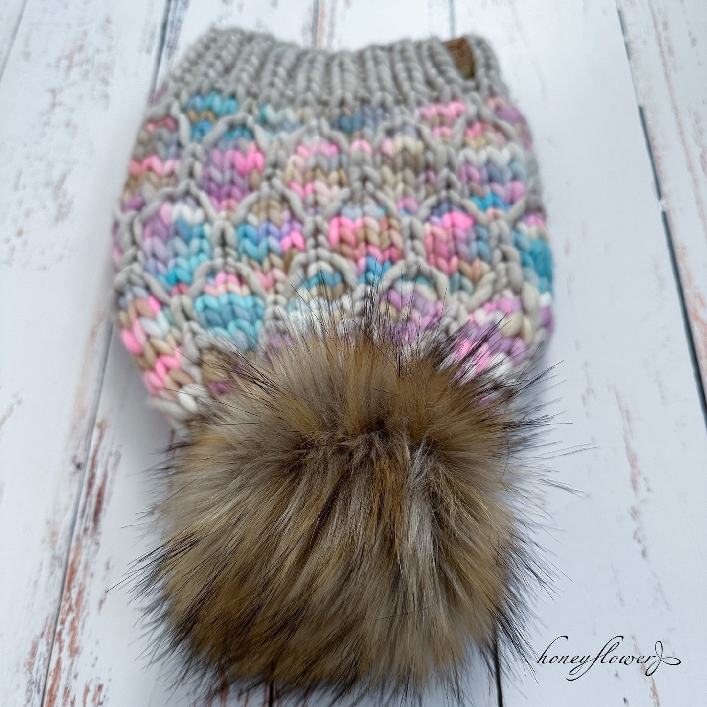 Looking Glass beanie with pom | Winter Brights | 100% merino wool
