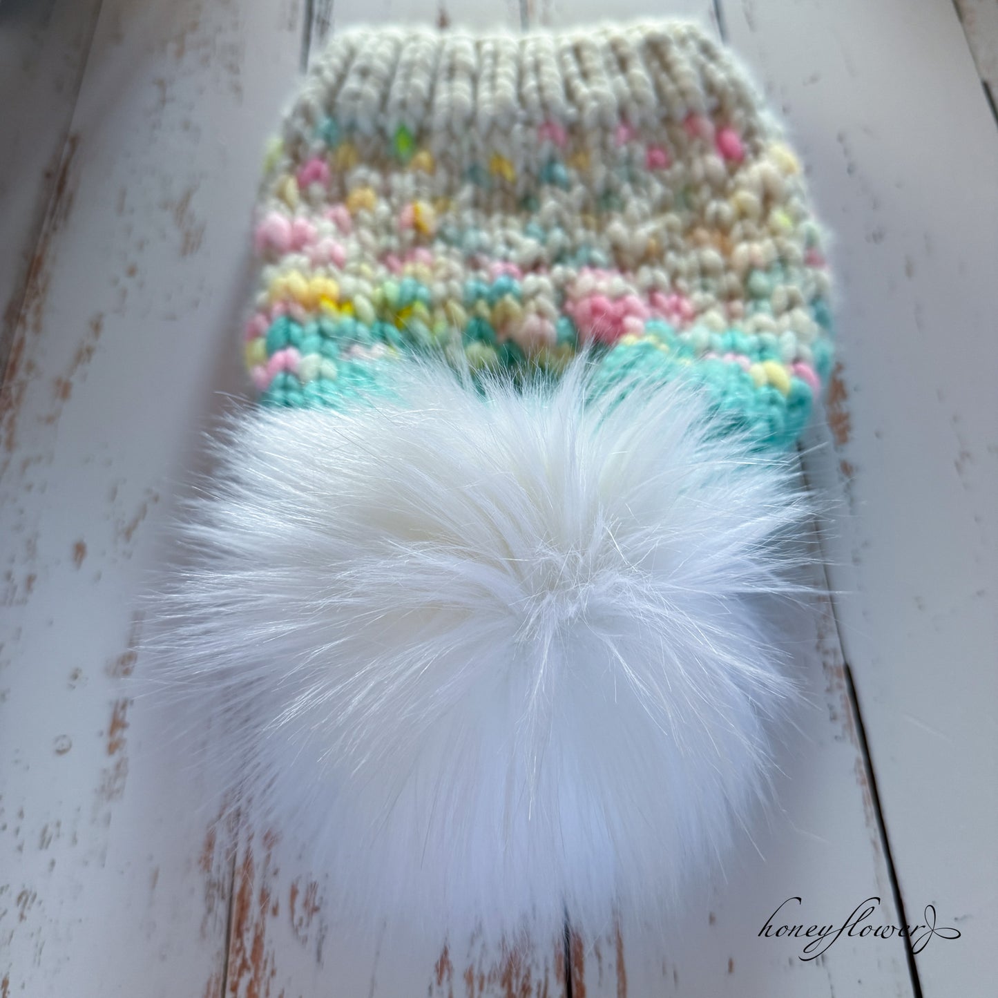 Sunrise beanie | teal pastels | 100% merino wool