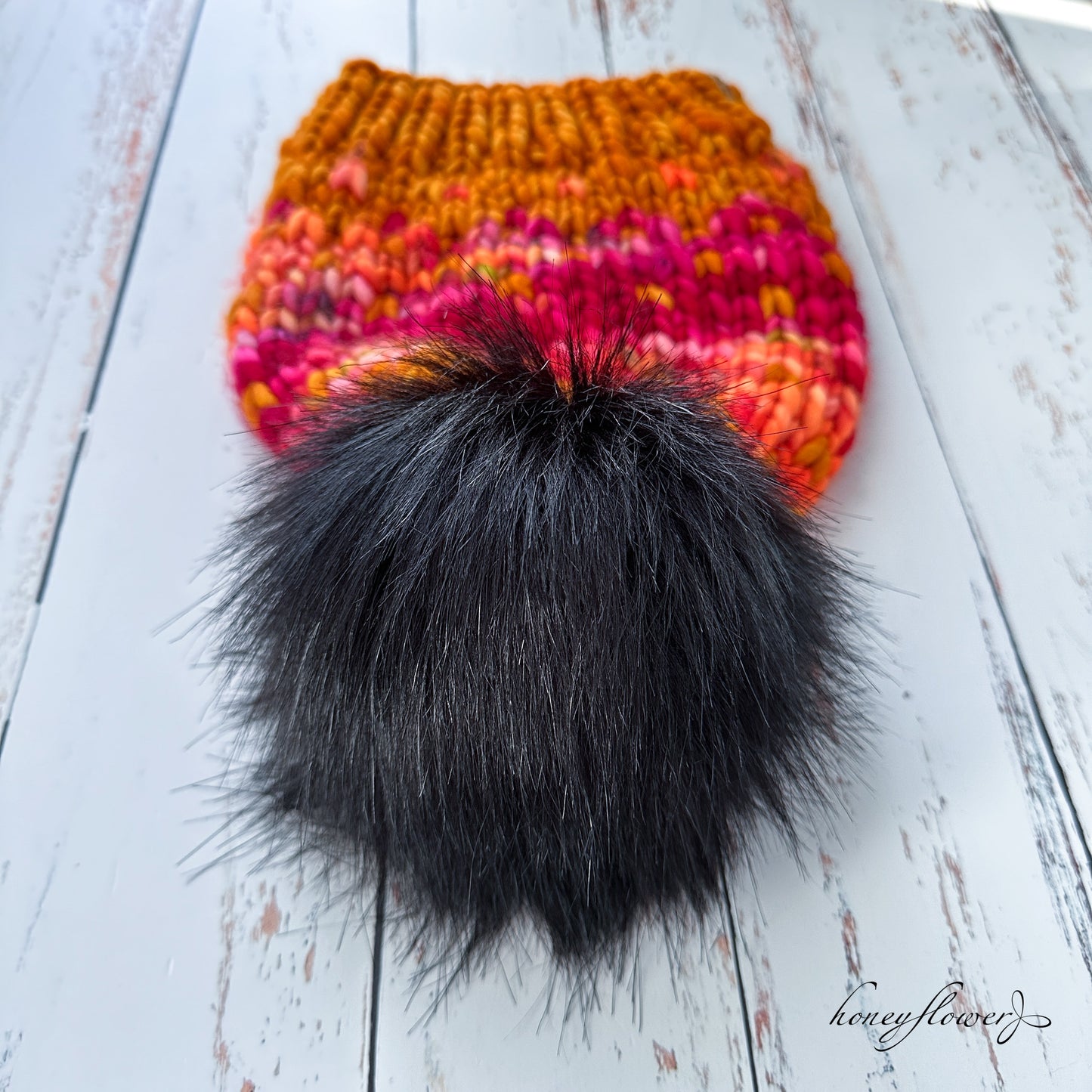 Winterfell Beanie with pom | Fall fire | 100% merino wool