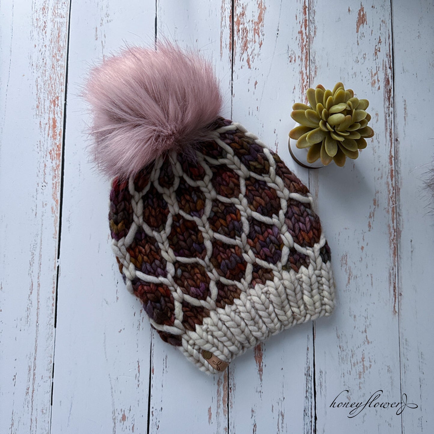 Looking Glass beanie with pom | muted fall colors | 100% merino wool