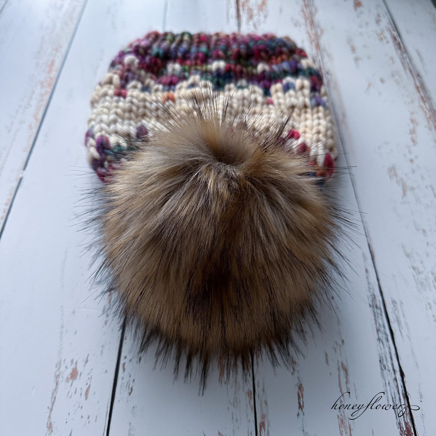 Winterfell Beanie with pom | Mountain Wildflowers & wheat | 100% merino wool