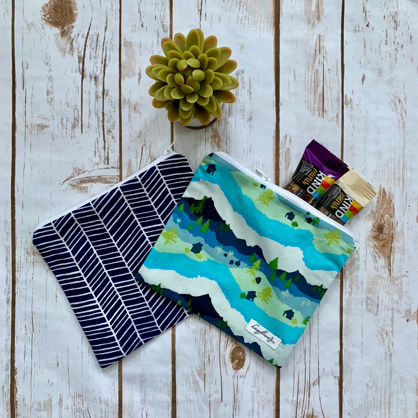Reusable Snack Pouch | pack of 2 | 100% cotton | choice of nature prints