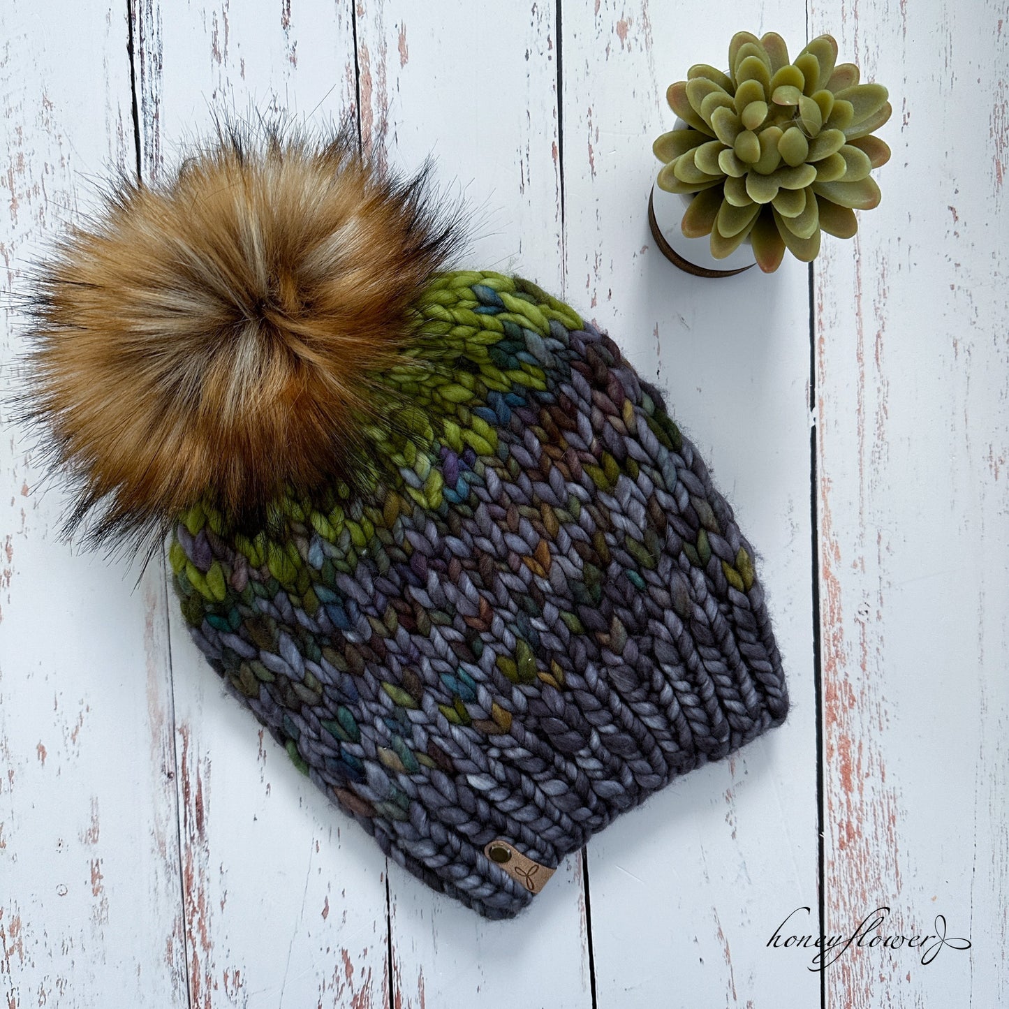 Sunrise Beanie with pom | Spring Mountains | 100% merino wool