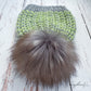 Riverbend beanie with pom | gray and lime green | 100% merino wool