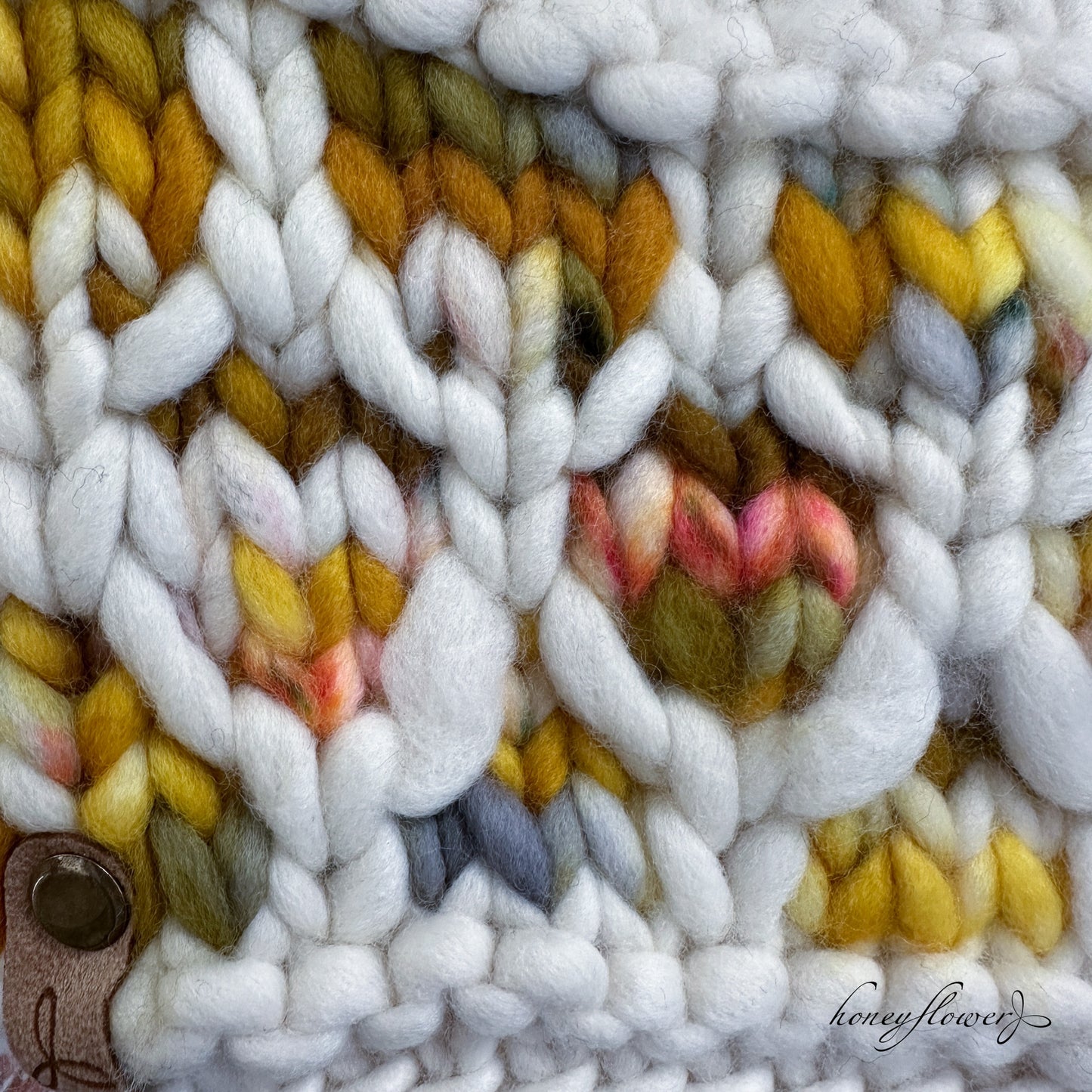 Looking Glass Brim hat with pom | gold and cream | 100% merino wool