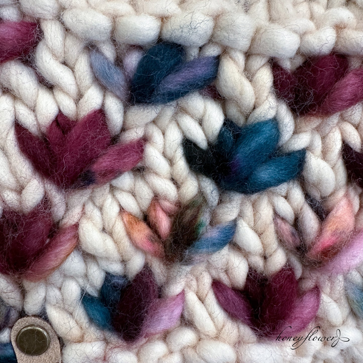 Lotus Flower brim hat with pom | jewel tones and cream | 100% merino wool