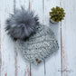 Whirlstream beanie with pom | salt and pepper | 100% merino wool