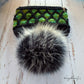 Looking Glass Brim hat with pom | black and chartreuse | 100% merino wool
