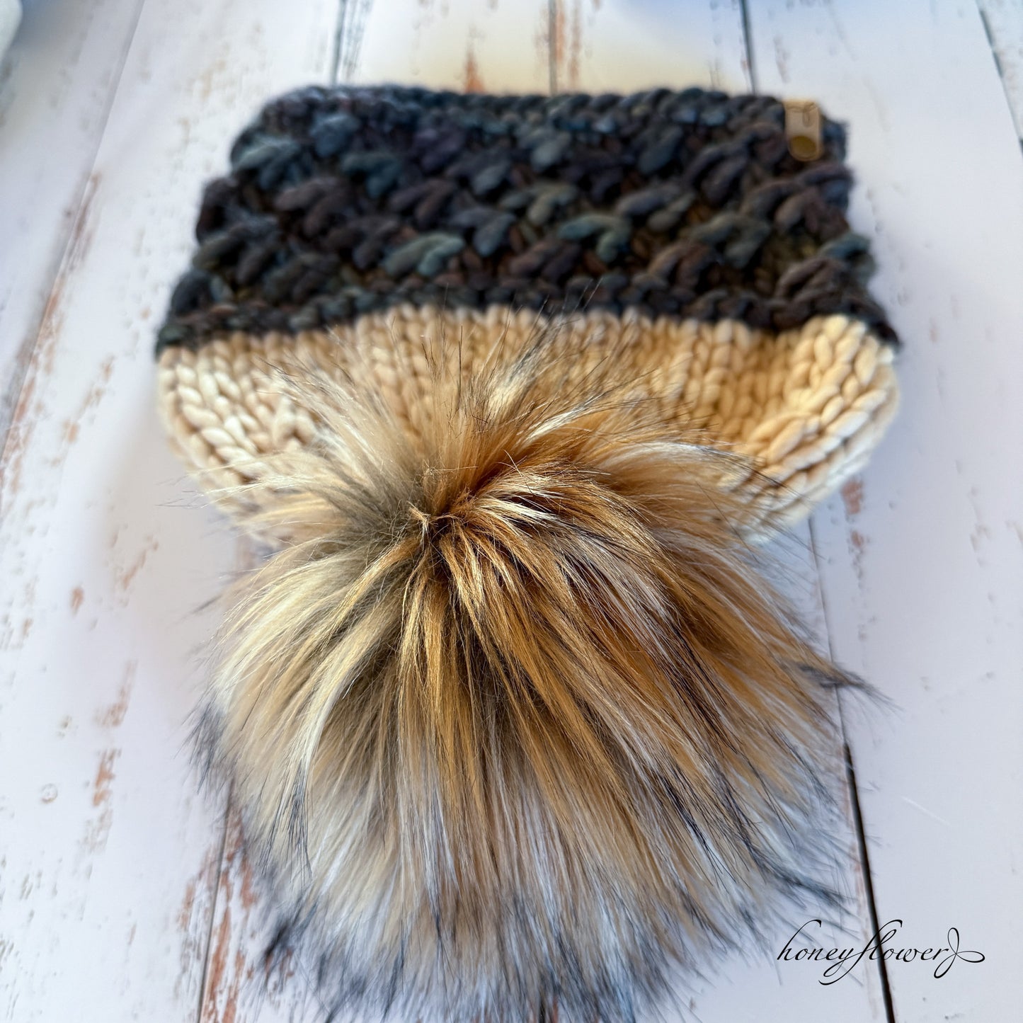 Crush brim hat with pom | neutrals | 100% merino wool
