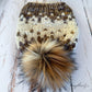 Winterfell Beanie with pom | tan  & cream | 100% merino wool