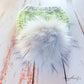 Riverbend beanie with pom | gray and lime green | 100% merino wool