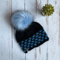 Lotus Flower Brim hat | black and sapphire