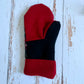 Upcycled Wool | Fleece Lined | Mittens | black & red plaid