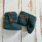Falling for You Baby Hat & bootie set | slate blue and vintage rose | 6-9 months