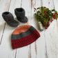 Falling for You Baby Hat & bootie set | cranberry and heather gray | 6-9 months