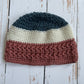 Falling for You Baby Hat & bootie set | slate blue and vintage rose | 6-9 months