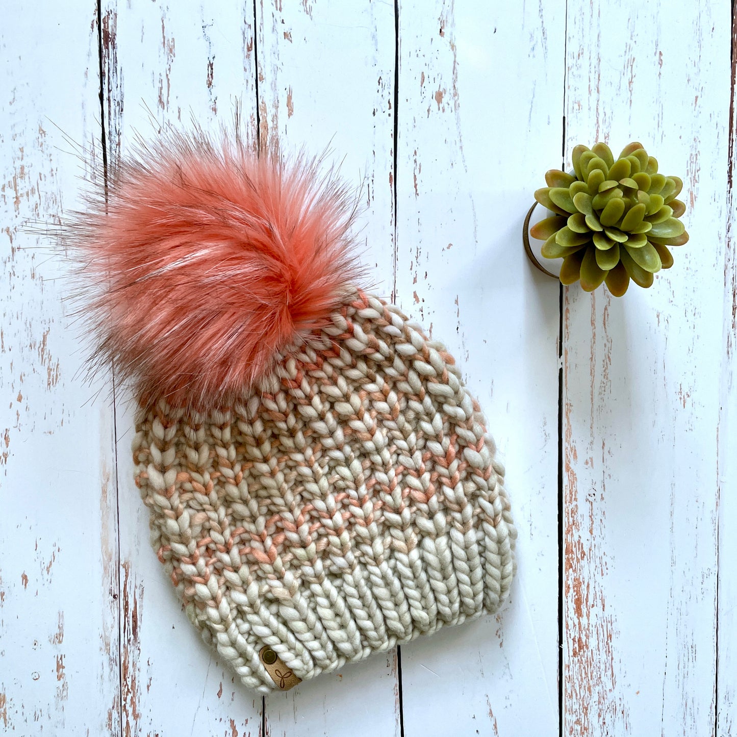 Riverbend Beanie | sand & coral