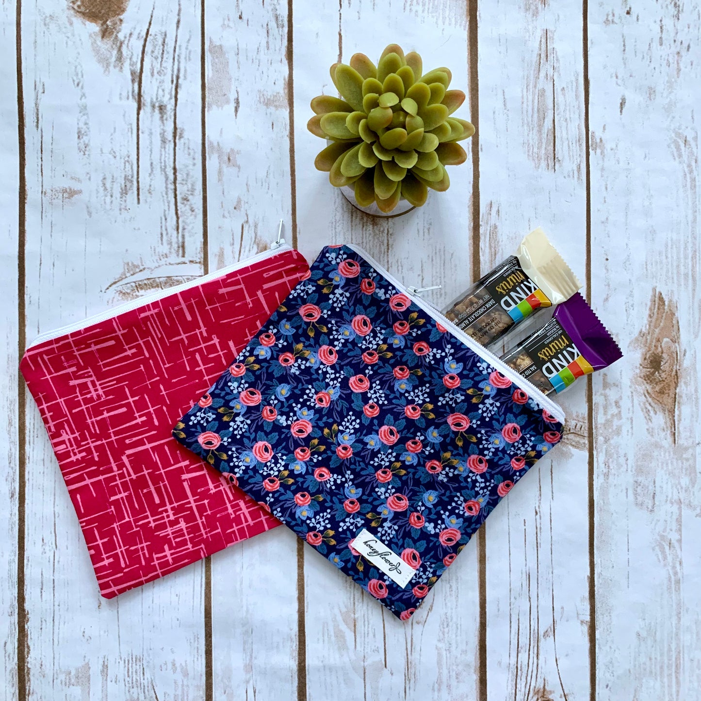 Reusable Snack Pouch | pack of 2 | 100% cotton | choice of floral & nature prints