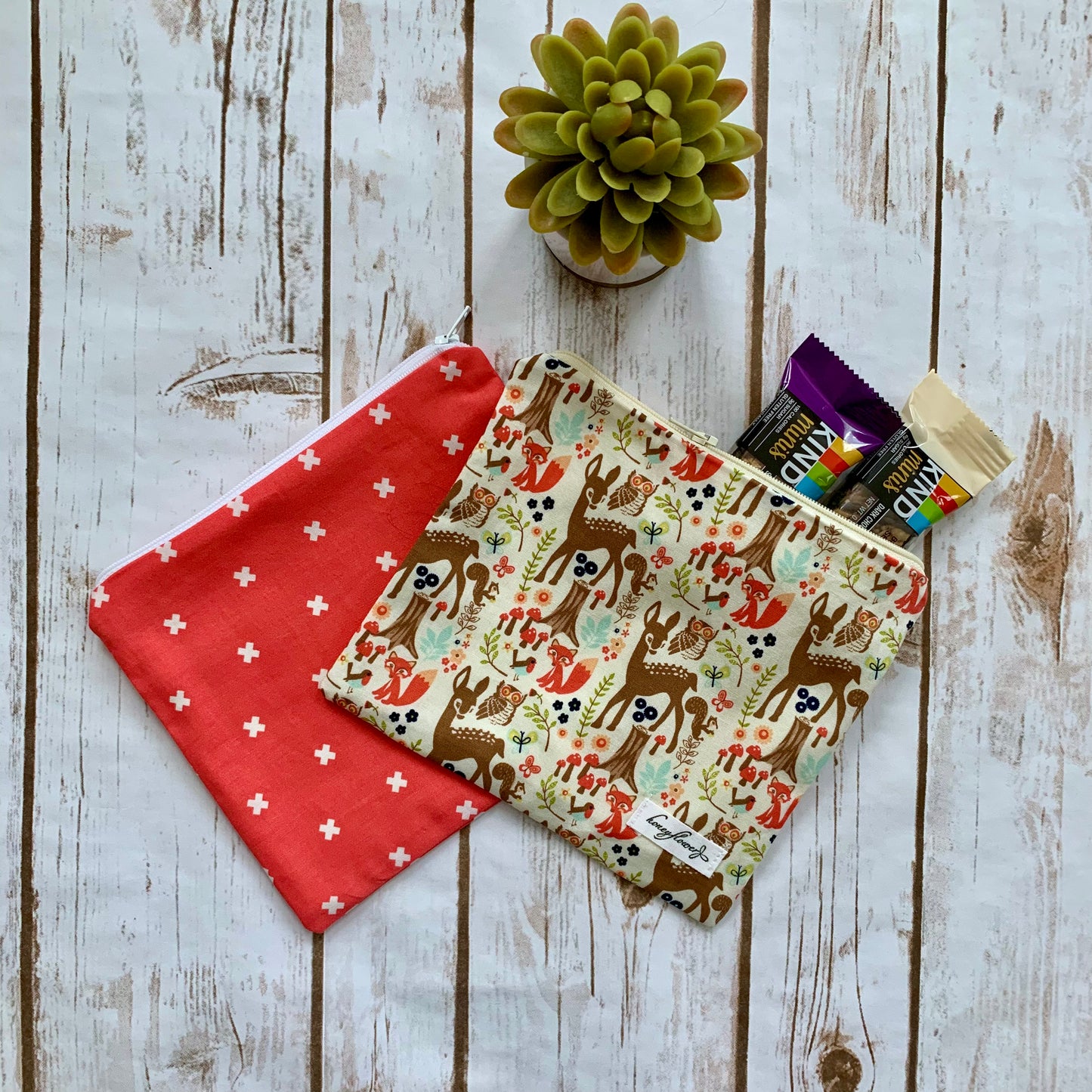 Reusable Snack Pouch | pack of 2 | 100% cotton | choice of floral & nature prints