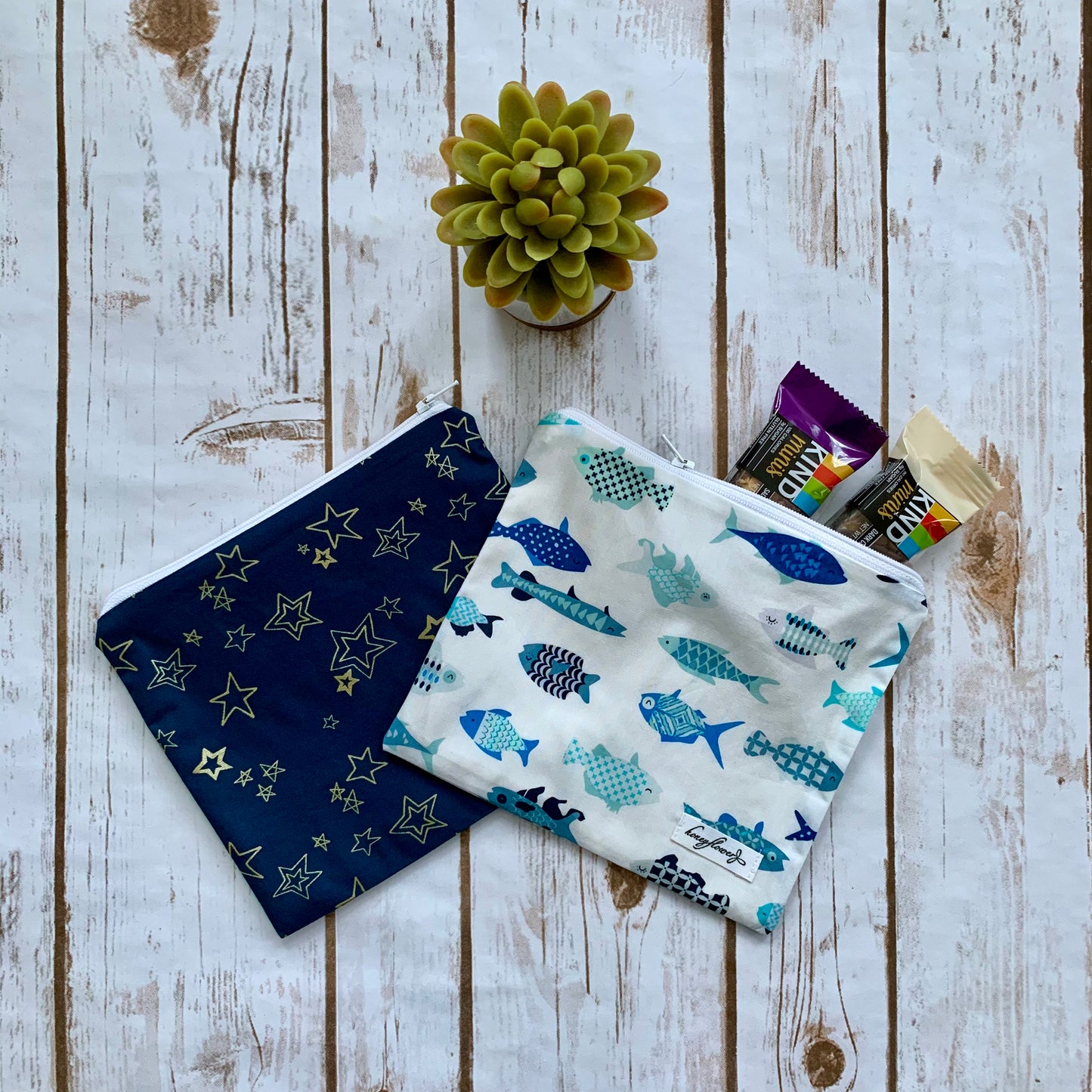 Reusable Snack Pouch | pack of 2 | 100% cotton | choice of nature prints