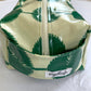 Zip Box Bag - water resistant cotton laminated zippered box bag - large green circle pattern