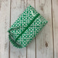 Zip Box Bag - water resistant cotton laminated zippered box bag - emerald green and white geometric
