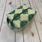 Zip Box Bag - water resistant cotton laminated zippered box bag - large green circle pattern