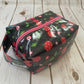 Zip Box Bag - cotton laminated water resistant zippered box bag - black with cherries