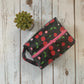 Zip Box Bag - cotton laminated water resistant zippered box bag - black with cherries