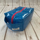 Zip Box Bag - water resistant cotton laminated zippered box bag - blue swirls